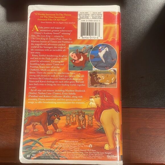 VHS - Disney’s The Lion King II - Simba’s Pride on VHS 1998 Good Used Condition - Picture 3 of 7